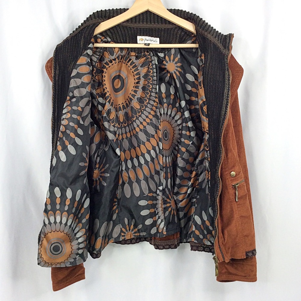 Montana Co. Women's Contrast Corduroy Knit Jacket Size 1X Rust Brown Zip - Picture 7 of 9